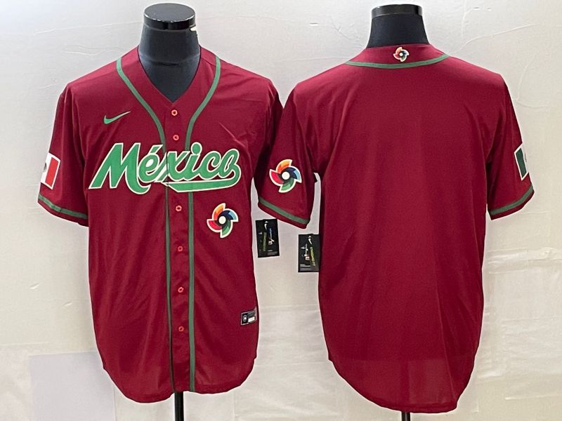 Men 2023 World Cub Mexico Blank Red Nike MLB Jersey3->more jerseys->MLB Jersey